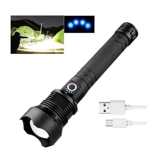 Lanterna Grande LED P90 mais forte Lanterna super potente  Recarregável via USB