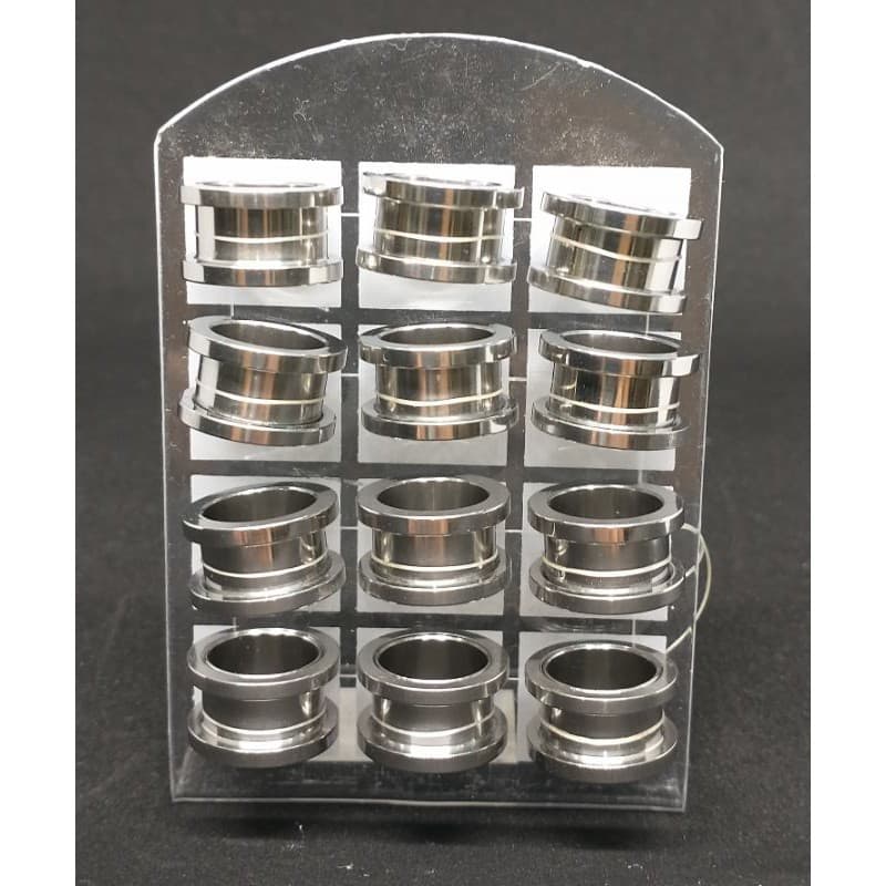 alargador aço prata 14mm de rosquear piercing brinco expansor kit 12 unidades unissex moda