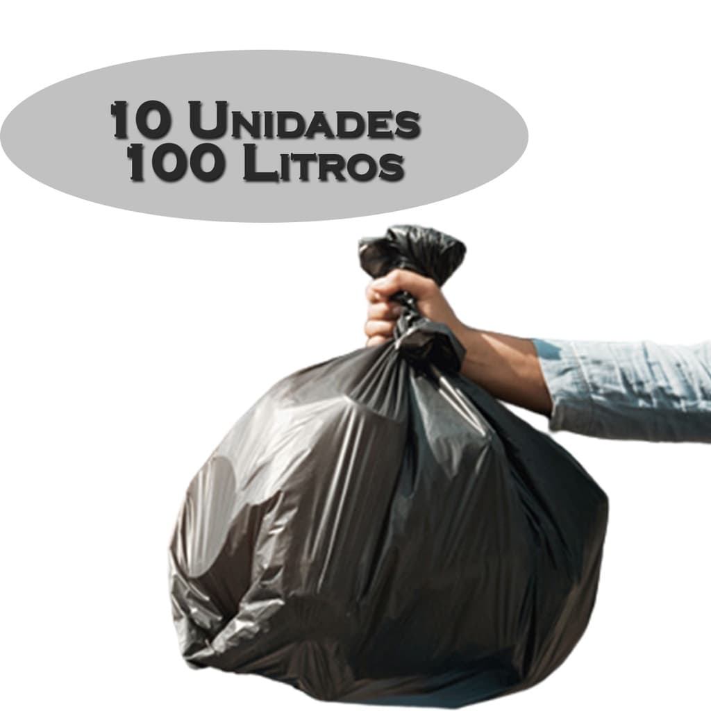 Saco De Lixo 100 Litros Reforçado Boca Larga 10Un Condominio Bares Uso Domestico Qualidade