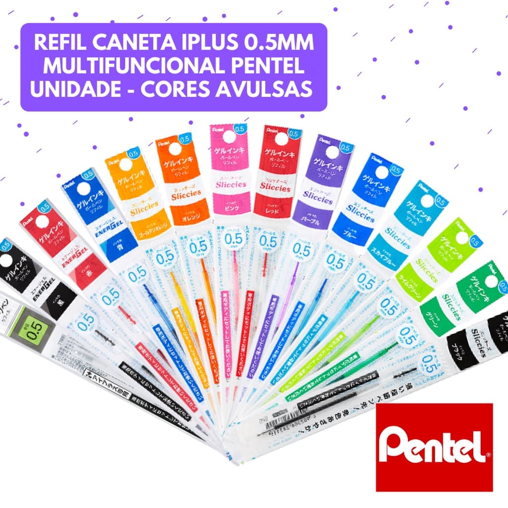 Refil Carga Caneta Multifuncional Pentel Iplus - Unidades Cores Variadas