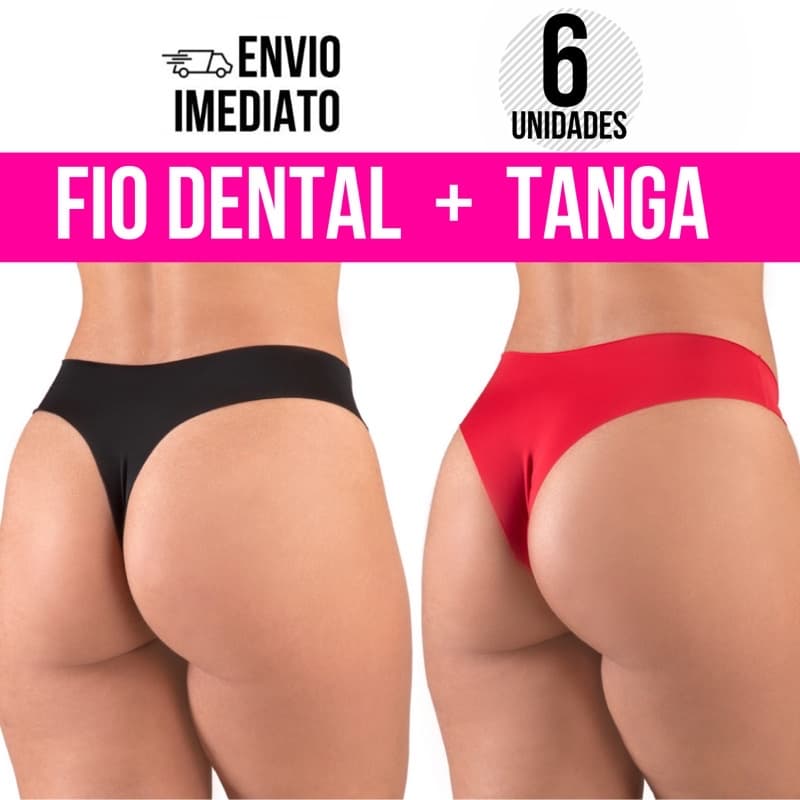 Kit 6 Calcinhas Sem Costura (3 Fio + 3 Conforto) Corte a Laser Original