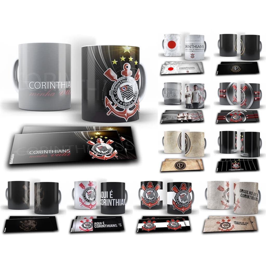 Caneca Corinthians Personalizada com Nome de Porcelana Time Presente Xícara Ceramica 325ml