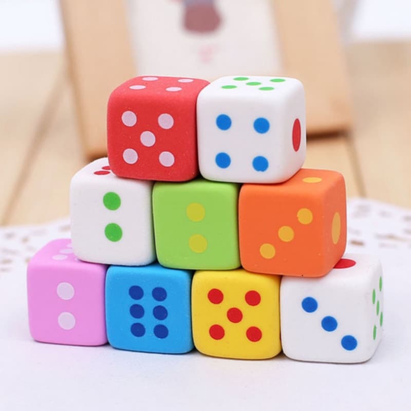 3 Peças Dados Borracha Em Formato De Cor Pastel/Artigos De Papelaria/Escola/Escritório