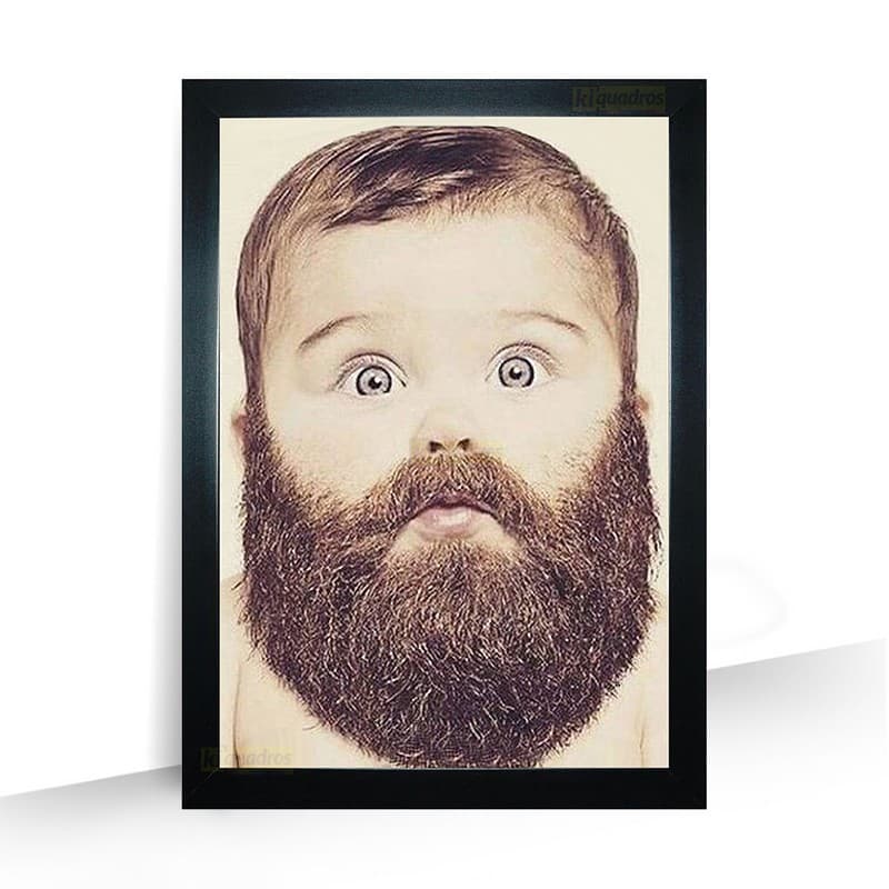 Quadro Exclusivo Bebê com Barba Barbearia Barbershop Grande