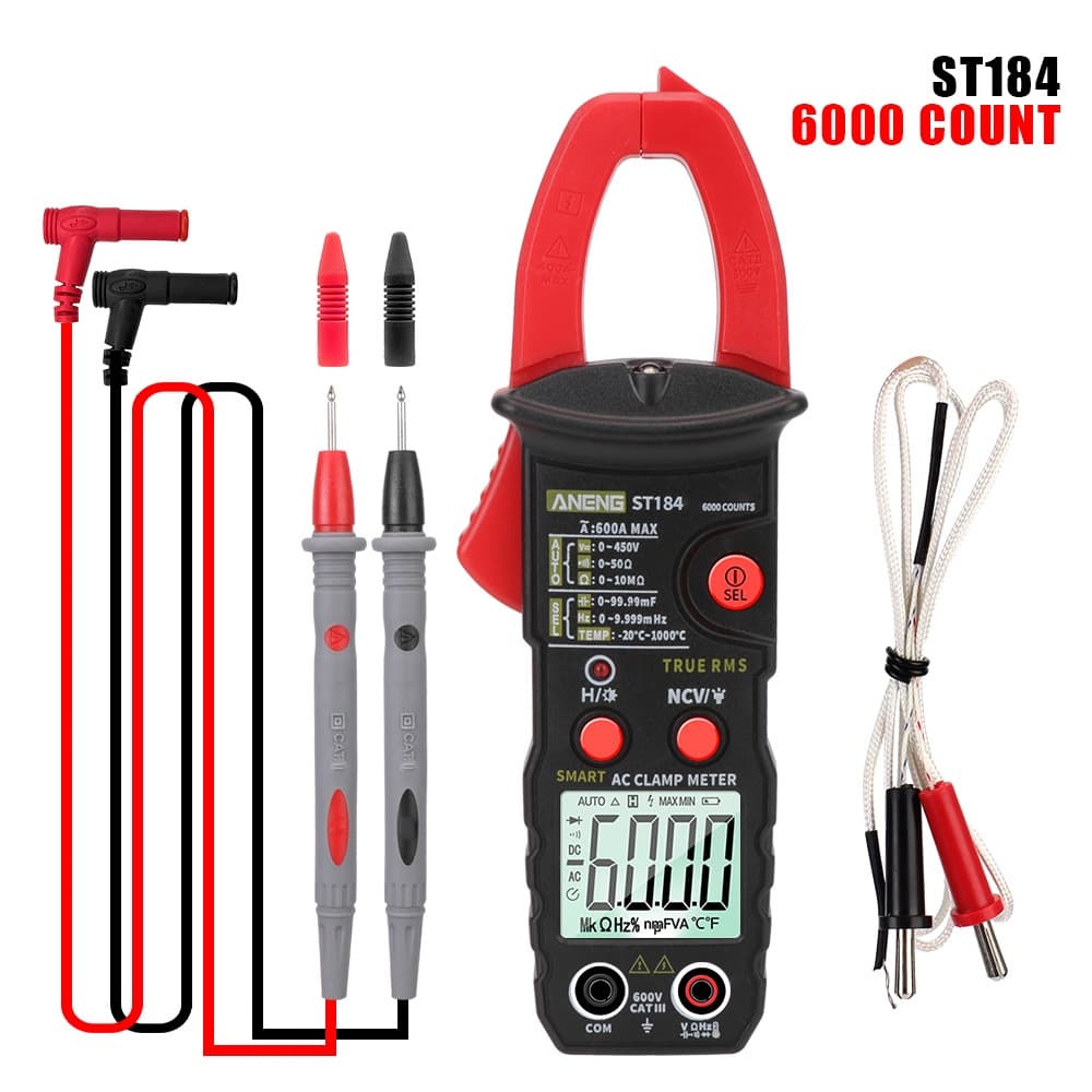Medidor De Braçadeira Digital Profissional Multímetro Hz Tester Tela St184 Ohm 6000 Conta Verdadeiro Rms Medidor De Tensão Ac / Dc Voltage Tester