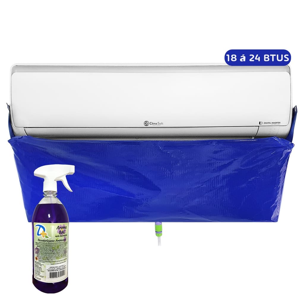 Kit Bolsa Coletora + Bactericida Limpeza Ar Condicionado 18 a 24 BTUS Refrigeração