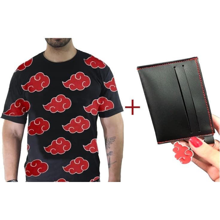 Camiseta Akatsuki + Porta Cartão Akatsuki naruto itachi