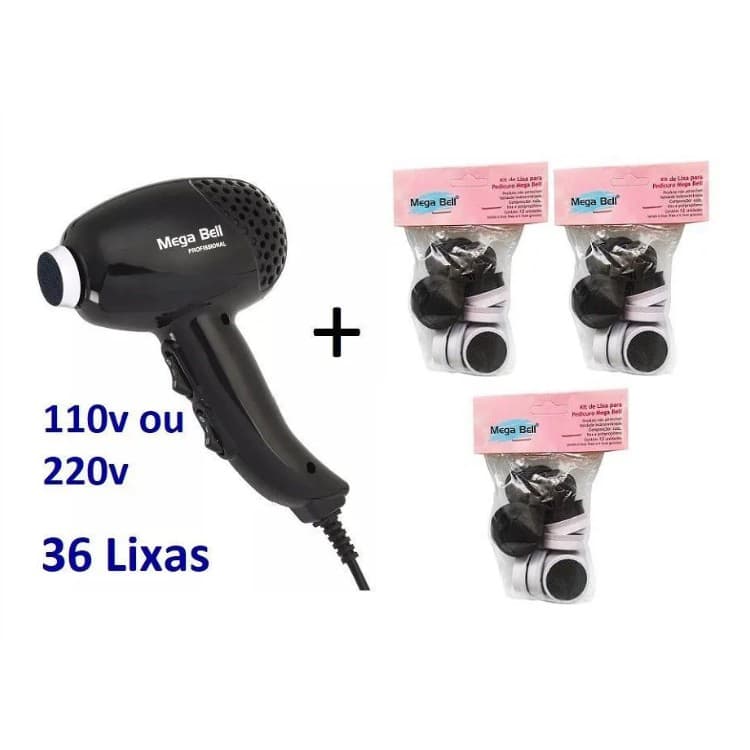 PEDICURO ELÉTRICO ESFOLIADOR LIXA ELÉTRICA PARA OS PÉS PRETO + 36 LIXAS DESCARTÁVEIS