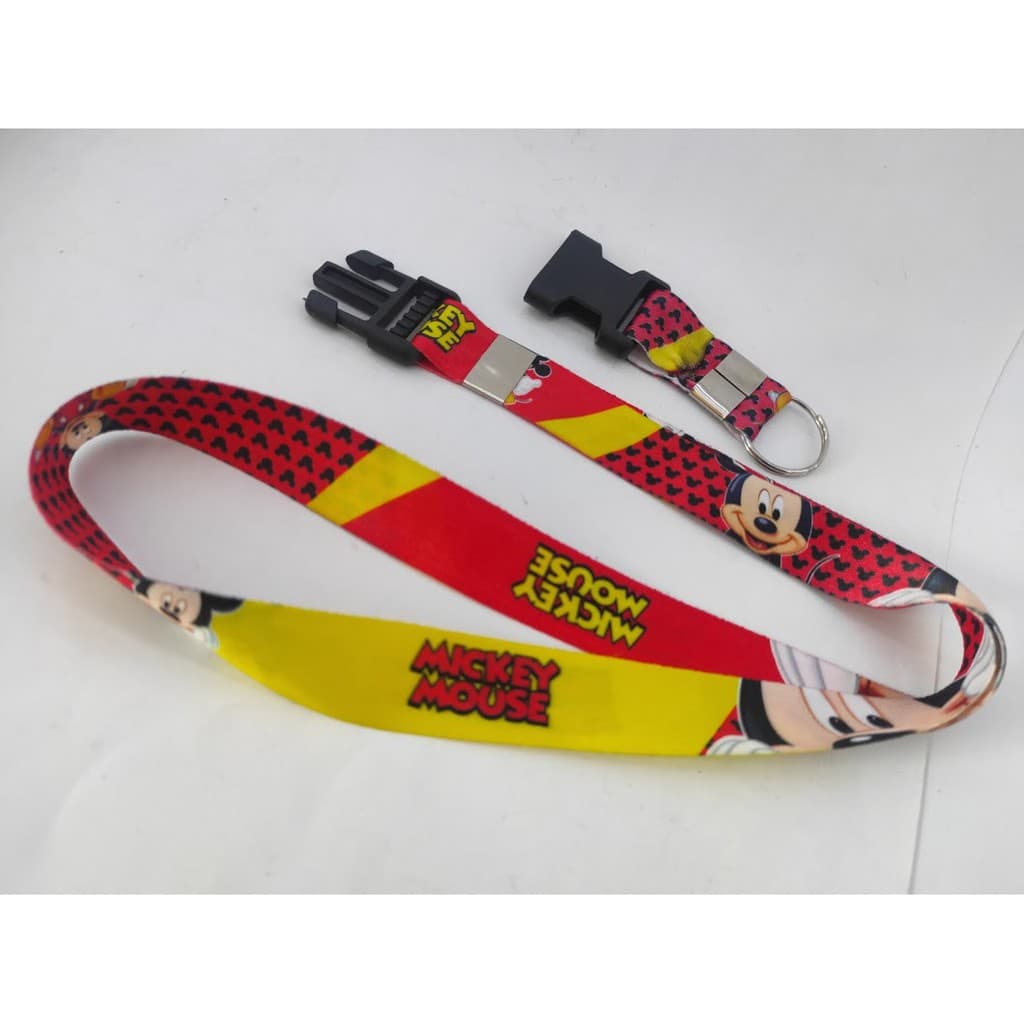 Cordão para pescoço Mickey chaveiro com engate rápido para moto, chaveiro ou crachá