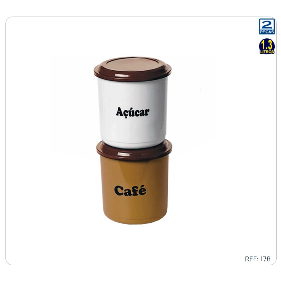 Conjunto De Potes Porta Mantimentos Café E Açúcar 1,3l Erca