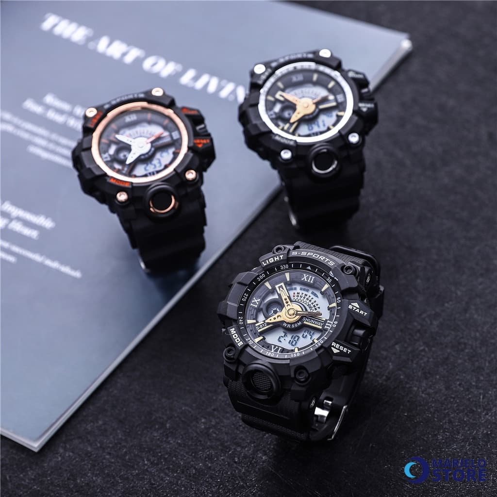 Relógios Masculinos Digital Luxo Led Esportivas Prova Da água 50M Cronômetro Originais S-812