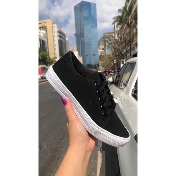 Tênis Sapatênis Sapatilha Feminino Casual confortável estilo moleca tênis preto feminino