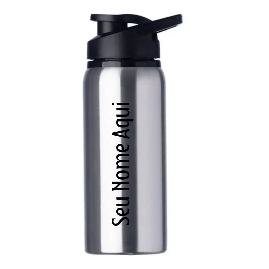 Squeeze Garrafinha Personalizada c/ Nome Gravado 600 ml Prata