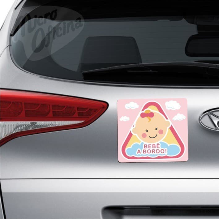 Ímã De Carro Bebê A Bordo - Aplique E Retire - Modelo Menina