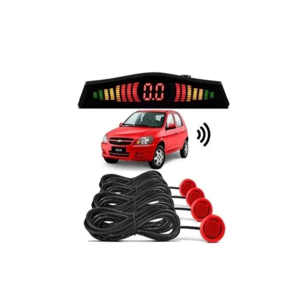Sensor Estacionamento 4 Sensores Ré Display Led Cor Vermelho 18mm
