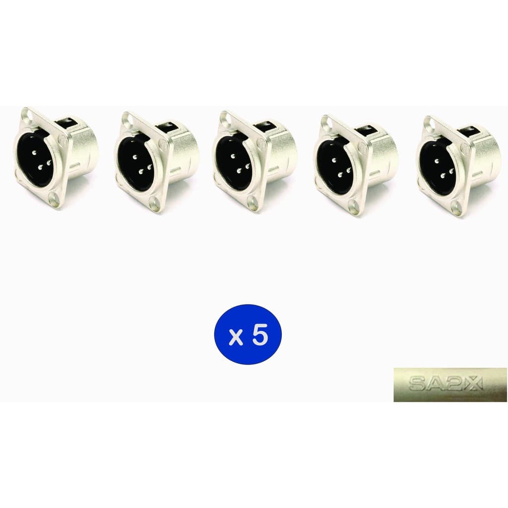 Kit Com 5  Plugs Xlr Painel Macho Santo Angelo.
