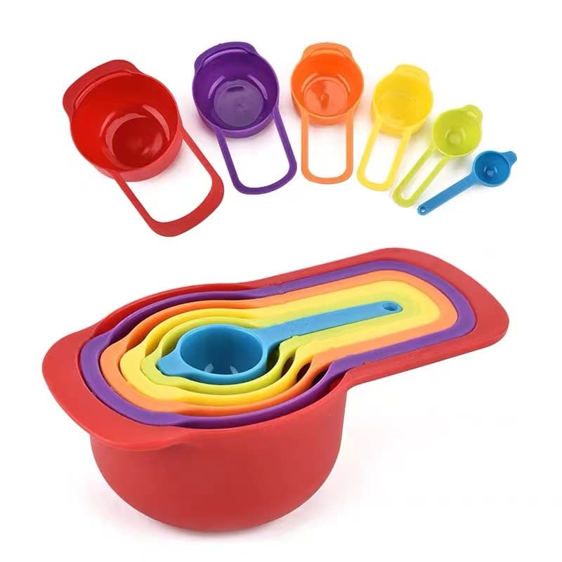 Medidores de Receitas Culinárias - Jogo de 6 Medidores de Cozinha Coloridos com Várias Medidas de Xícara e Colher