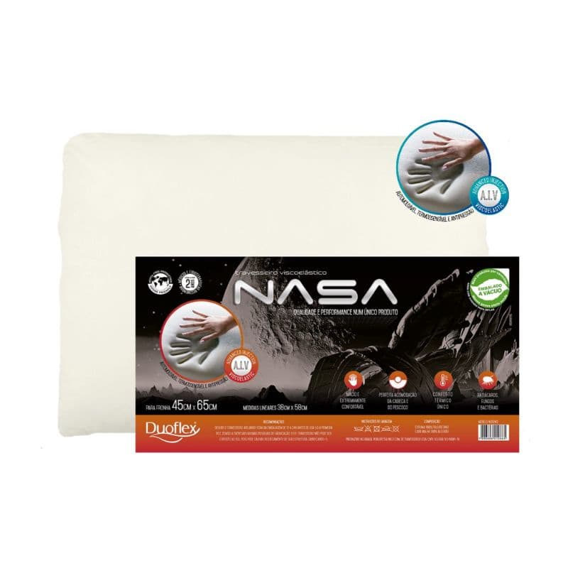 Travesseiro Viscoelastico Nasa X Duoflex Original 10cm NS 3202