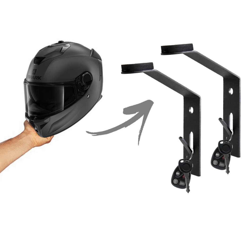 Kit Par (02) Suporte De Parede Parafuso Para Pendurar Capacete Motoqueiro Moto Chaves E Acessórios