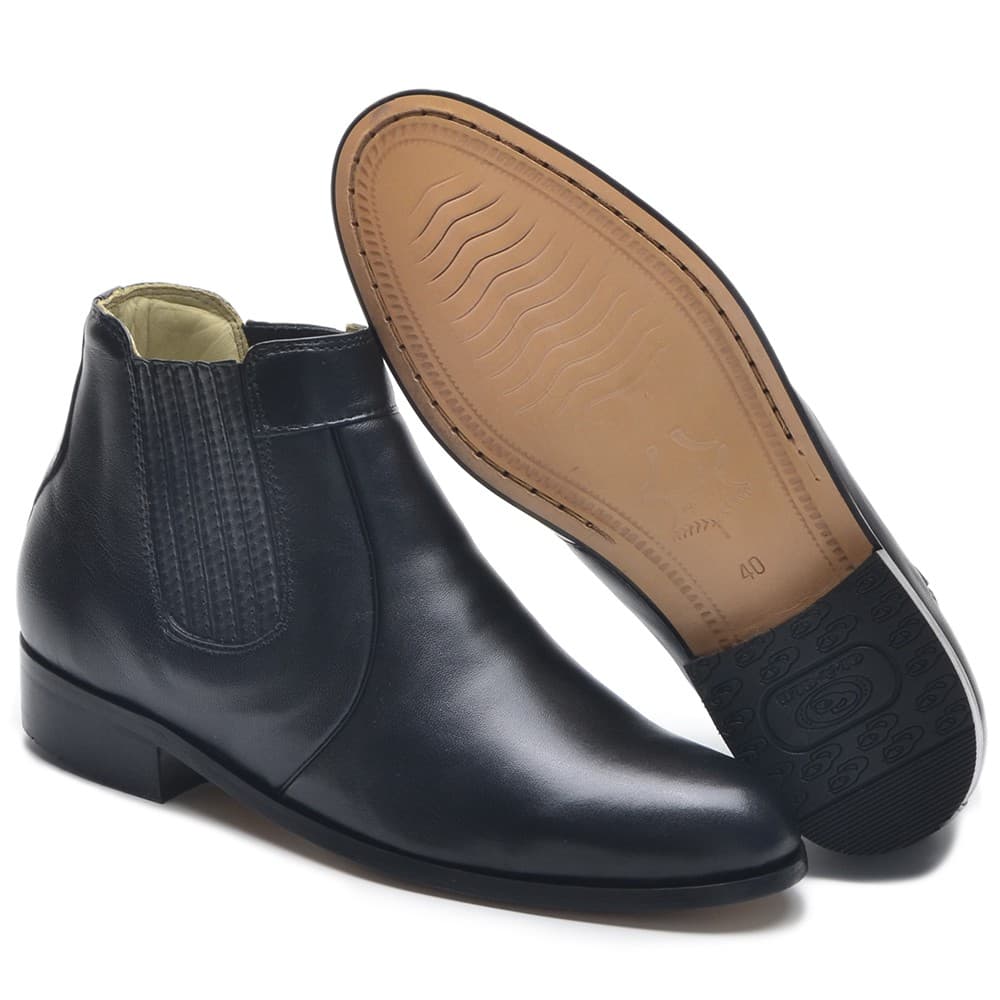 Botina Masculina ClaCle Solado em Couro Preto
