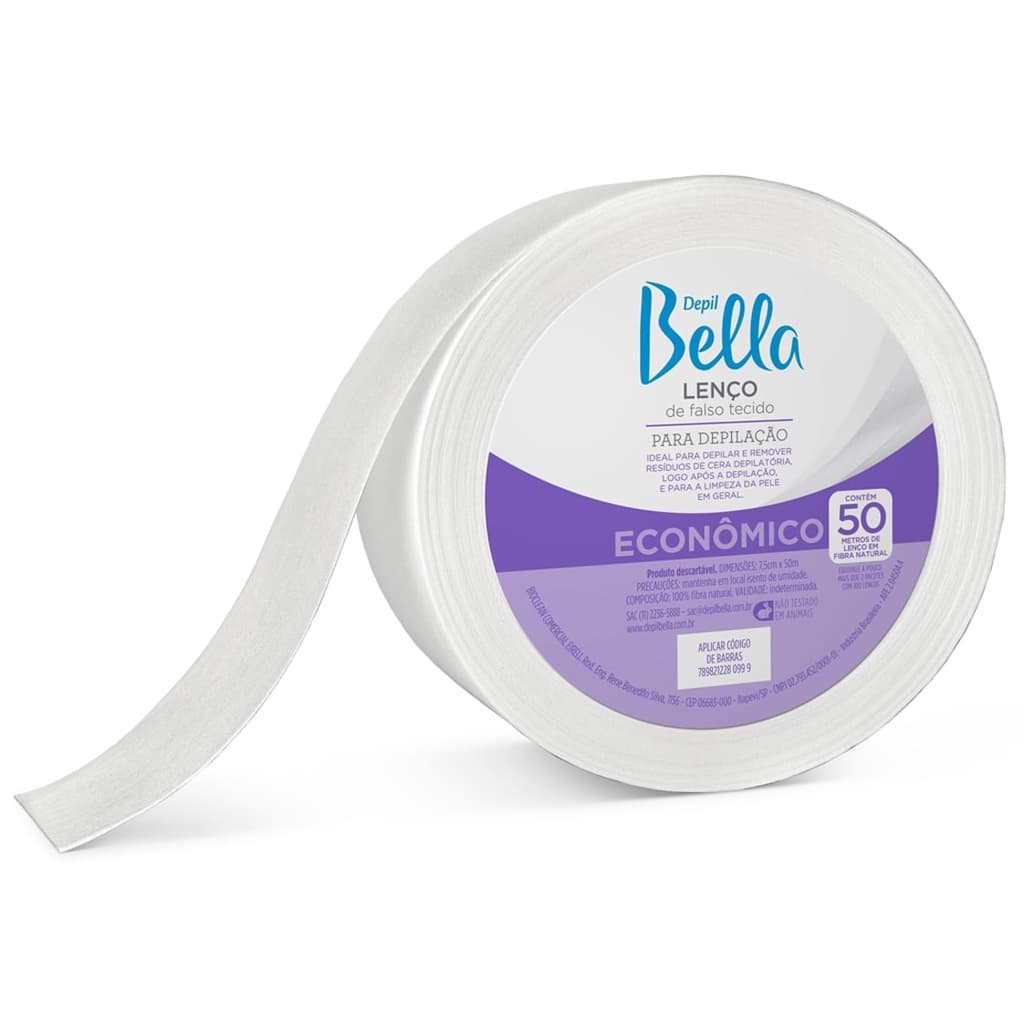 Papel Para Depilacao Depil Bella Rolo 50mt Fibra Natural