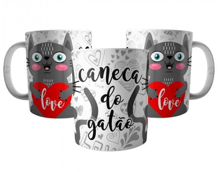 Caneca para Namorado - Caneca do Gatão - Cinza