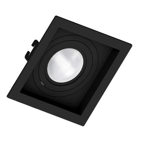 Kit 4 Spot Recuado Quadrado Preto + Plafon 18w