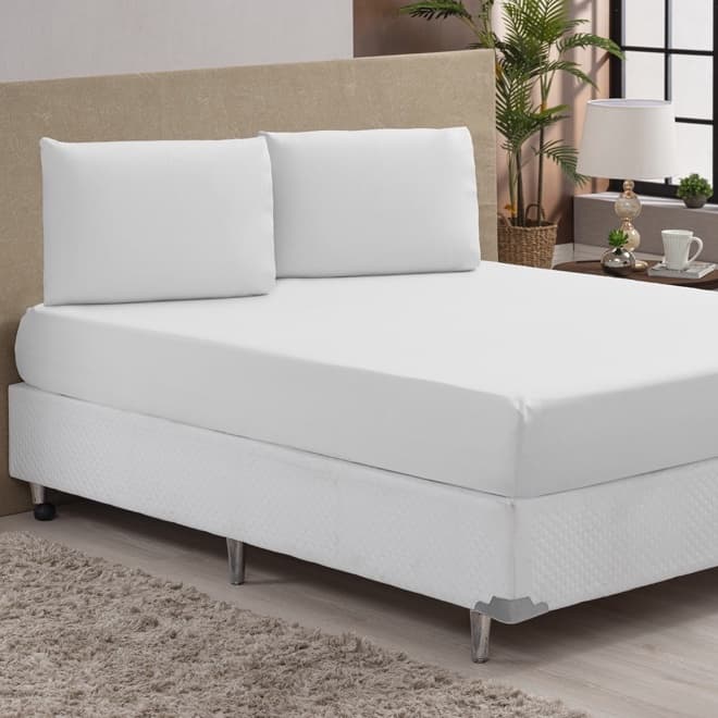 Kit Jogo Lençol De Cama Casal Queen 3 Peças Microfibra Lisos Com Elástico