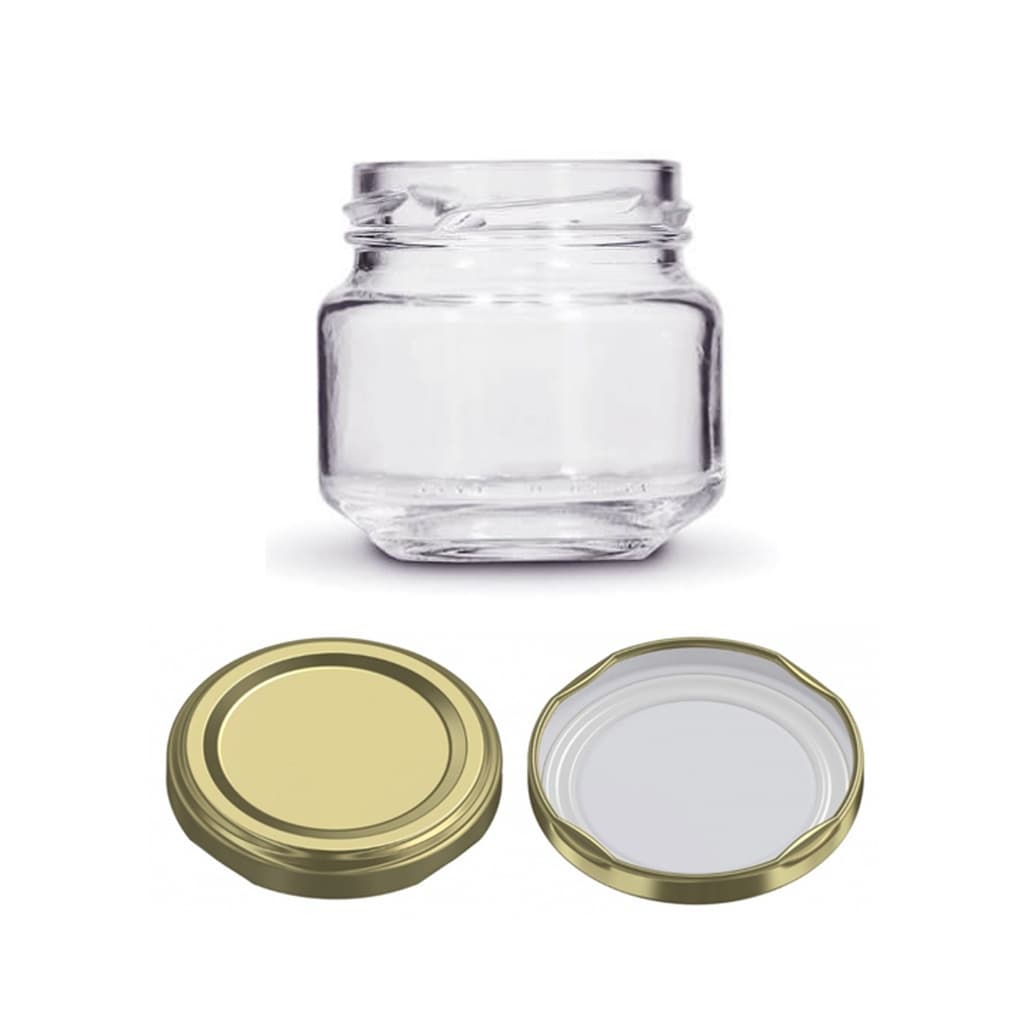 12x Potes Vidro Pate 120ml Tampa Dourada Tempero Vela Doce Mel Brigadeiro Lembrancinha Geleia