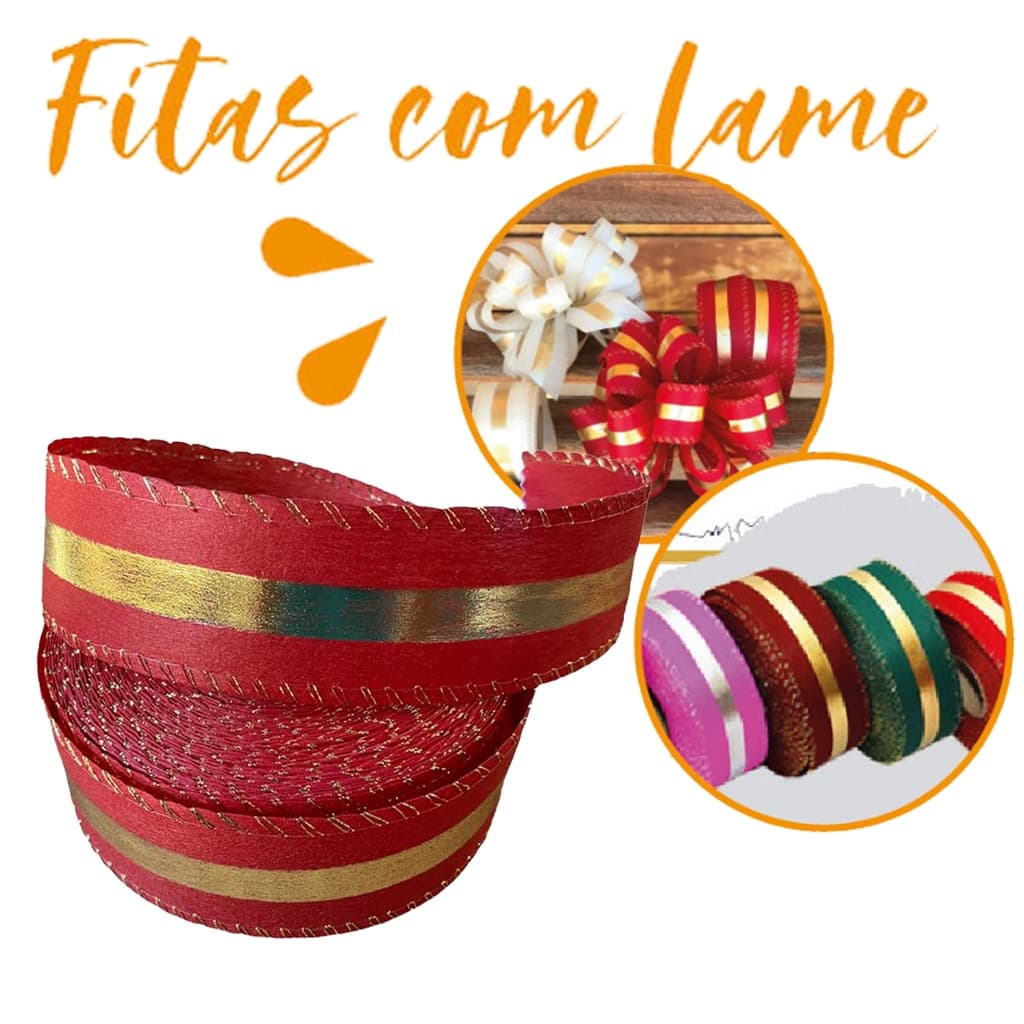 Fita Tnt Com Lame E Lurex 4,5cm X 24m Cor Vermelho