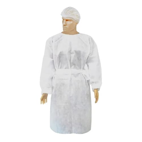 10 Avental/capote Desc. Manga Longa Branco Gr 20 Hospitalar