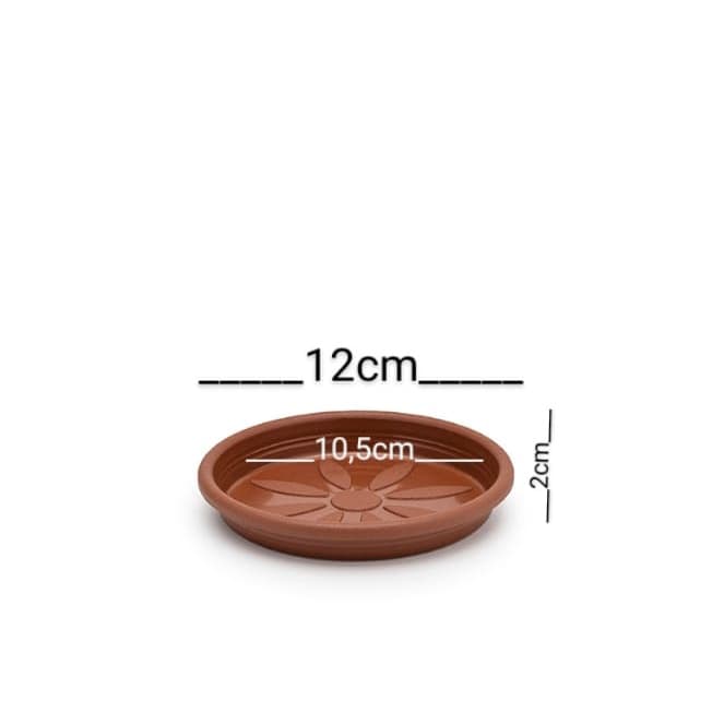 Prato Para Vasos Redondos Pequeno N;01 Plásticos para Vaso Cor TerraCota/Preto 1 Peças