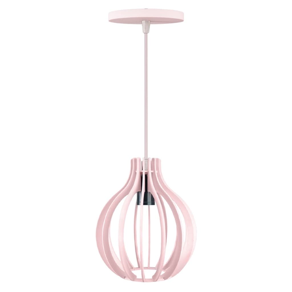 luminária  pendente rosa cabo cristal