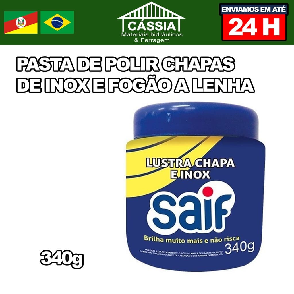 Pasta de Polir Chapas de Inox e Fogão a Lenha Saif 340g