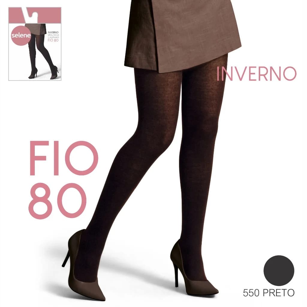 Meia-calça Fio 80 Inverno Selene 9830 - Preto - Tamanho P-M-G-EG