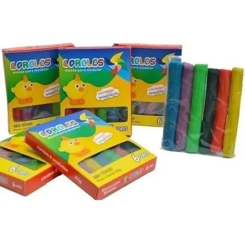 30 Cxs Massinha de Modelar - 6 Cores 65g