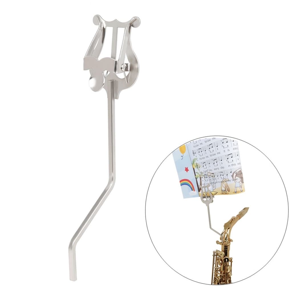 Suporte De Música Para Saxofone Alto Em Aço Inoxidável , Braçadeira Com Clipe