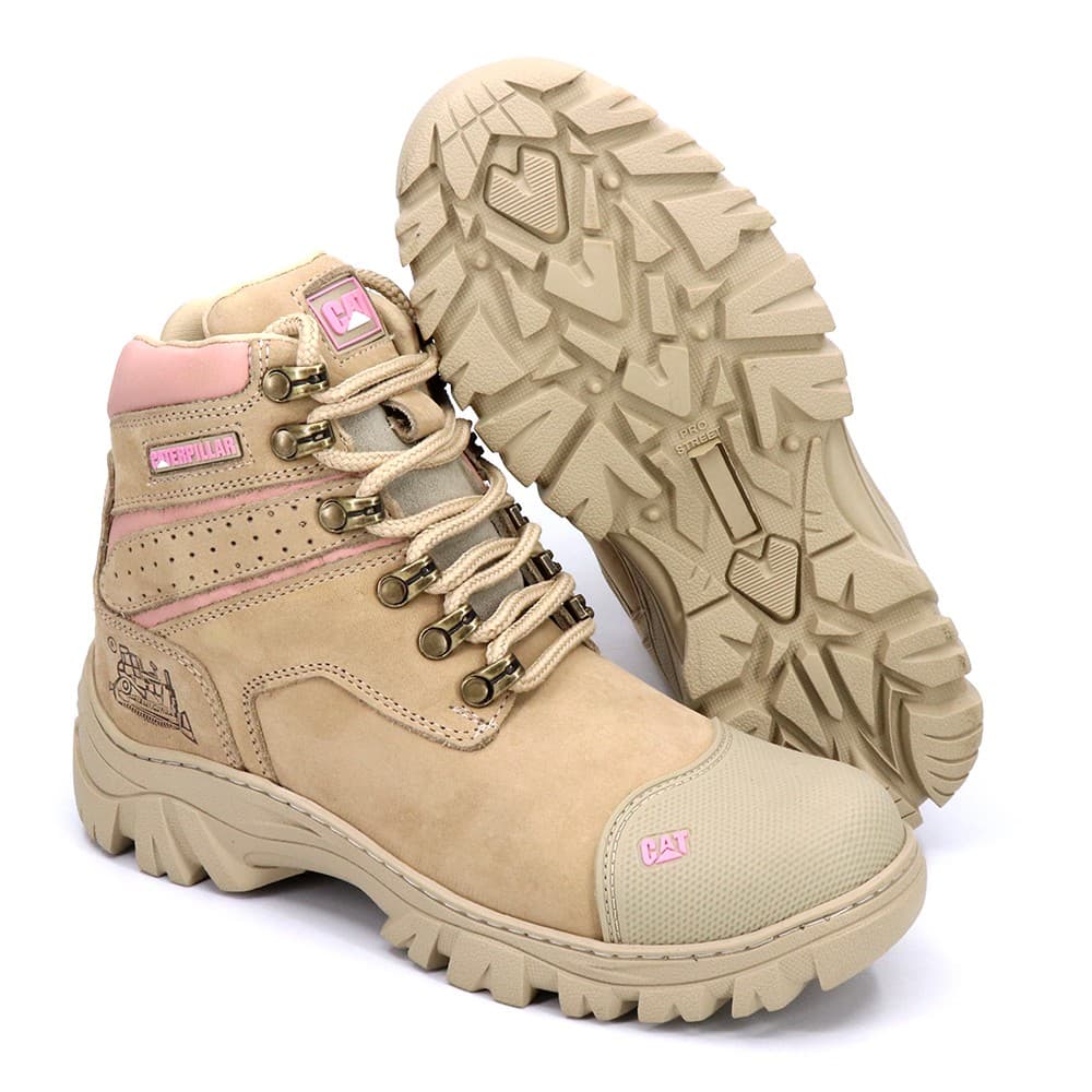 Bota Coturno Feminina Caterpillar Adventure Rosa Nude Areia Botas Botina Botinha Sapato Feminino