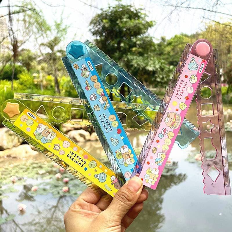Régua Dobrável San-X Sumikko Gurashi De 30cm Com Desenho Multifuncional Para Crianças Estudantes / Escola / Escritório