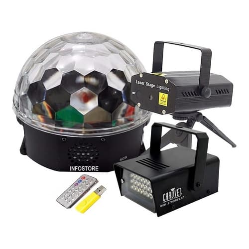 Kit Iluminação Festa Dj Balada Globo Magic Projetor E Strobo