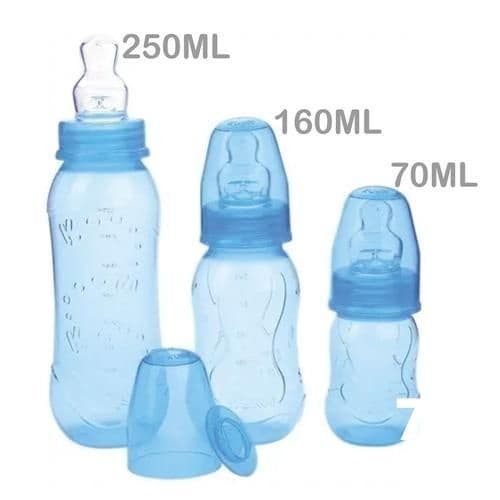 Kit 3 Mamadeiras Kuka Aquarela Azul 250ml/160ml/70ml - Bico Ortodôntico e Livre de BPA