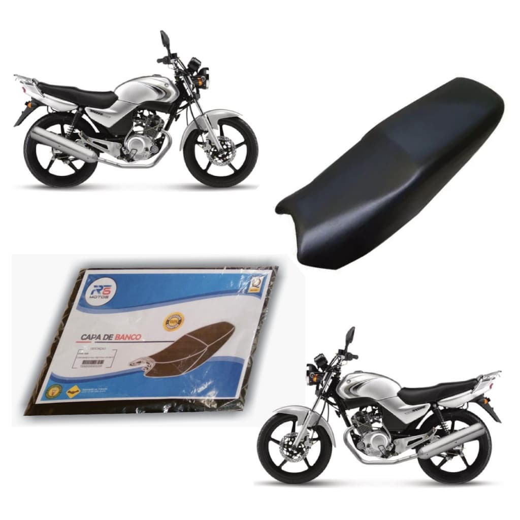 Capa De Banco Moto Yamaha YBR 125 2000 2001 2002 2003 2004 2005 2006 2007 2008 Preta Modelo Original