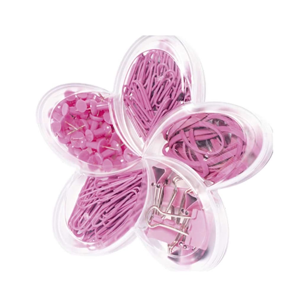 Kit Office 5 em 1 Clips Prendedor Percevejo Flor de Lotus Molin