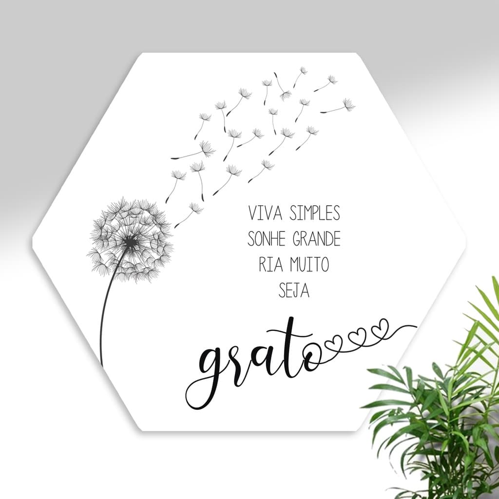 Quadro Decorativo Seja Grato - hexagonal