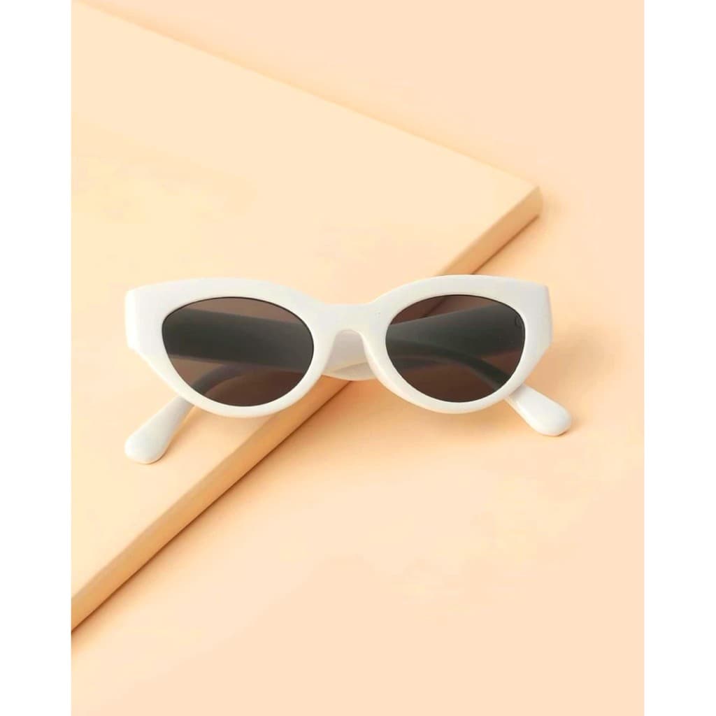 Óculos de Sol Cat Eye Branco Redondo Oval Asian Style Urban Street UV400