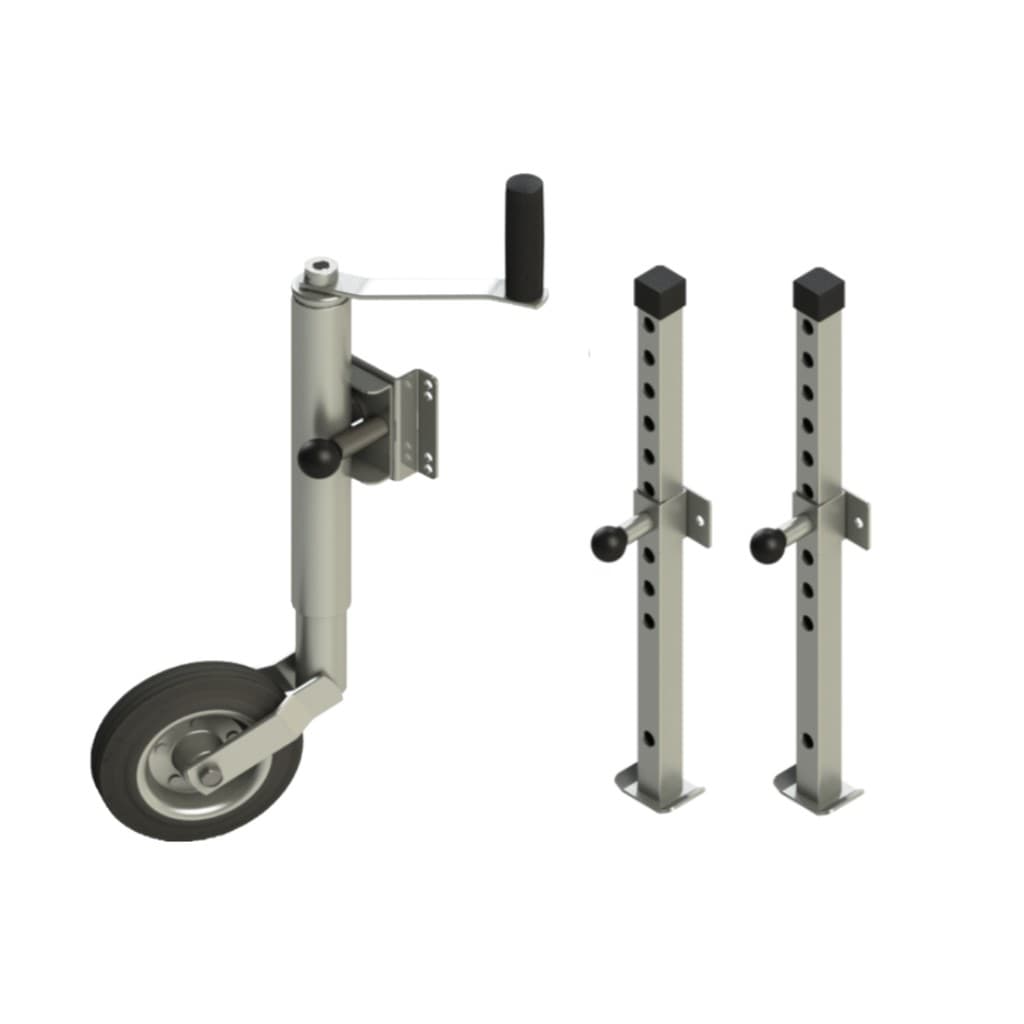 Pedestal Pé Apoio Roda Louca Maluca Suporte Escamoteável 02 Pés de Apoio Carretinha Reboque Trailer