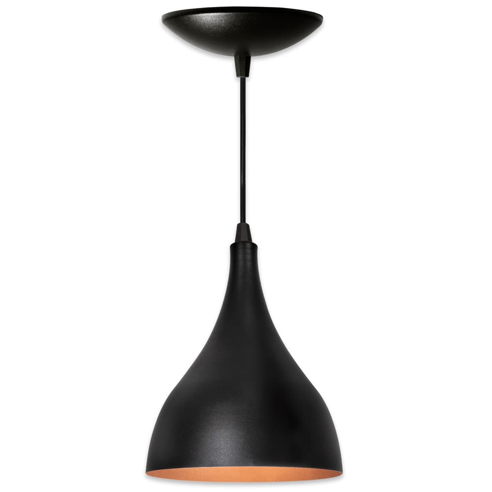 Lustre Luminária Pendente Gota Preto Fosco / Cobre Quarto sala Cozinha