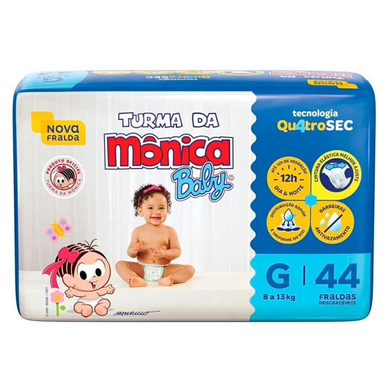Fralda Turma Mônica Mega G c/44