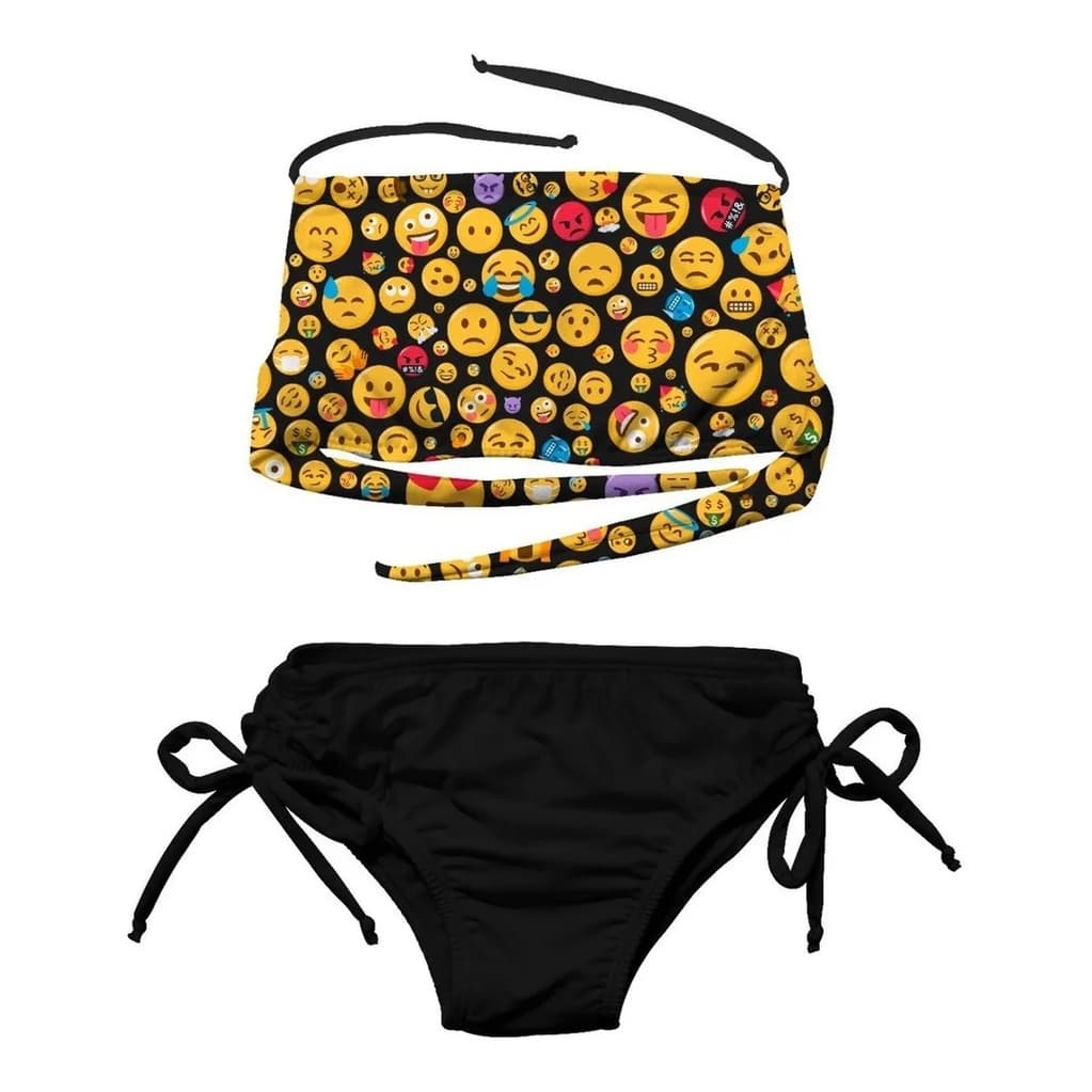Biquini Infantil Cropped Emoji Estampado