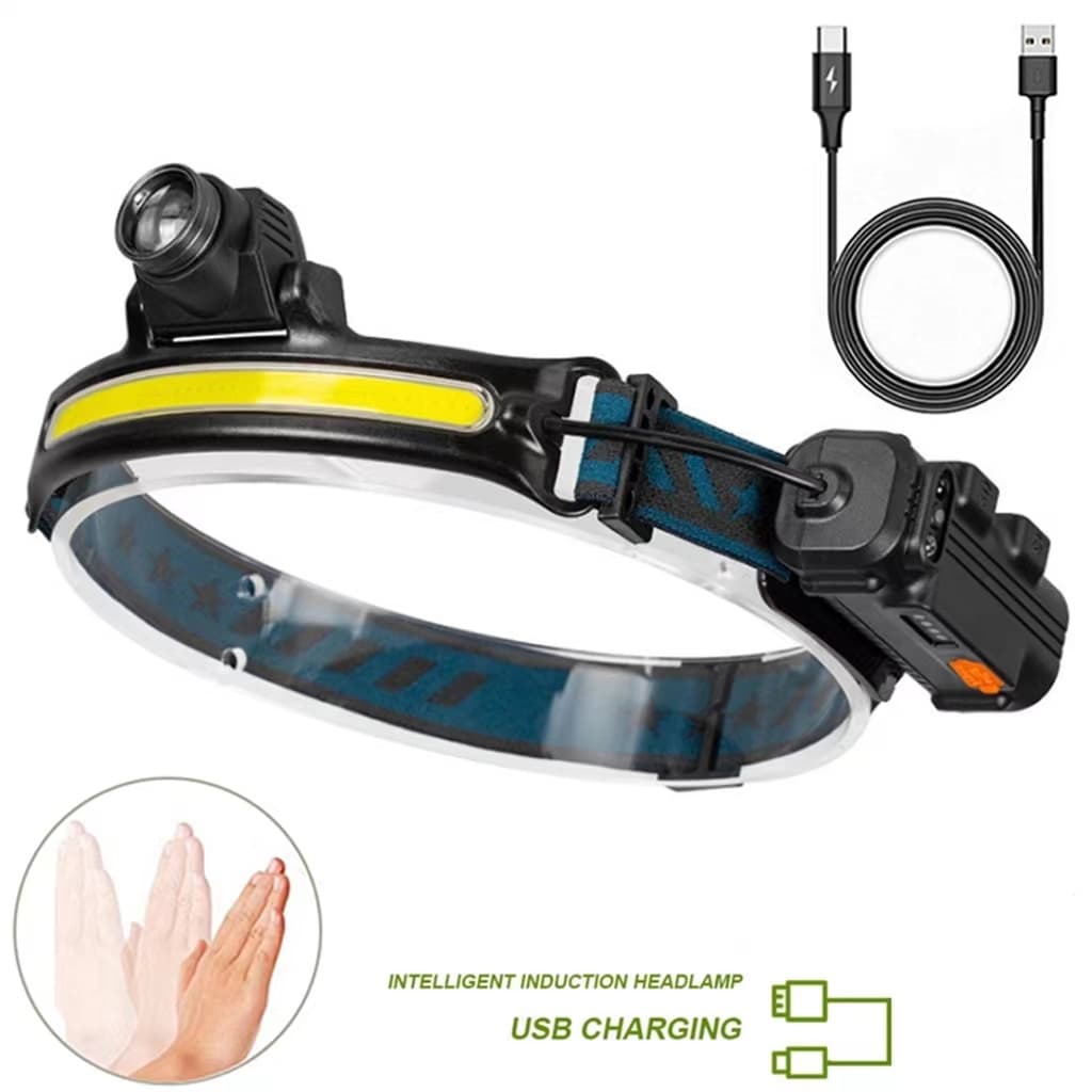 Lanterna para chapéu Lanterna De Cabeça COB LED Comprido Forte Lanterna cabeça com Sensor Mais Potente Pesca Recarregável